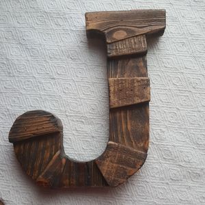 Wooden letter "J" wall decor